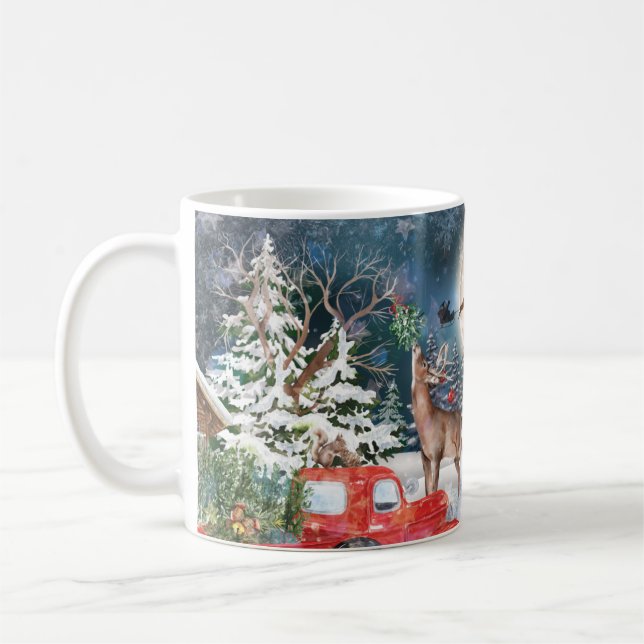 Taza De Café Navidades Red Truck Santa Rustic Windays (Izquierda)