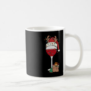 Taza De Café Navidades Red Wine Glass Santa Hat Reindeer Fun Xm