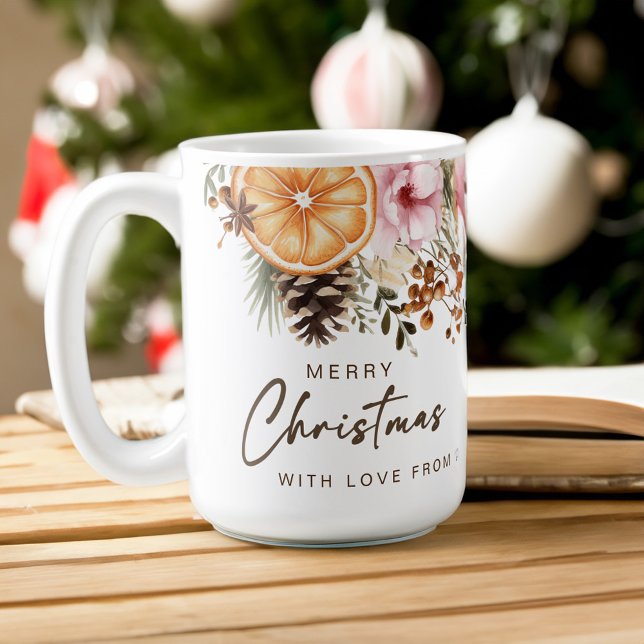 Taza De Café Navidades regalos rústicos cítricos botánicos de i (Christmas gifts rustic winter citrus botanical coffee mug Christmas gifts for mom)