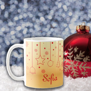 Taza De Café Navidades Relieve metalizado estrella decoración c