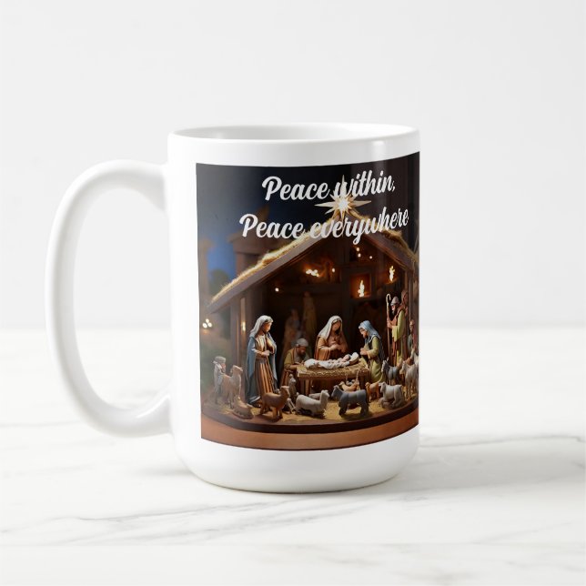 Taza De Café Navidades Religión Escenario de Natividad Espiritu (Izquierda)