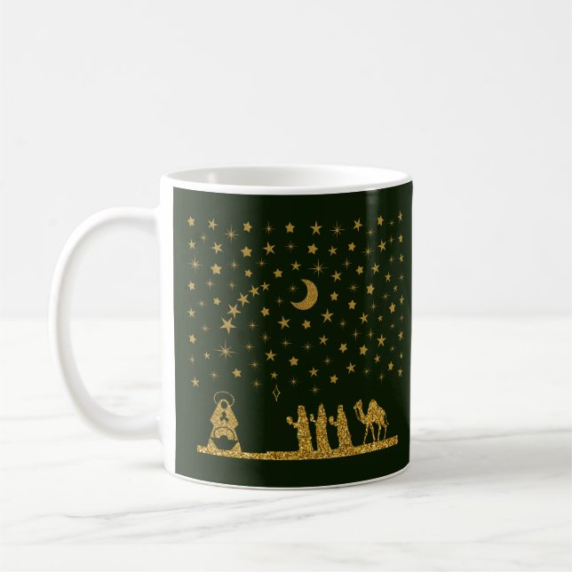 Taza De Café Navidades religiosos, nacimiento de Jesús, tres re (Izquierda)