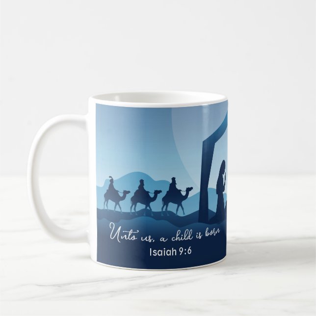 Taza De Café Navidades religiosos Natividad Escena cristiana az (Izquierda)