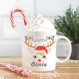 Taza De Café Navidades reno cara a cara