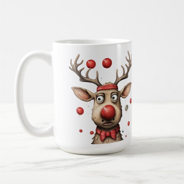 Taza De Café Navidades renos graciosos bailes de Navidades reno (Izquierda)