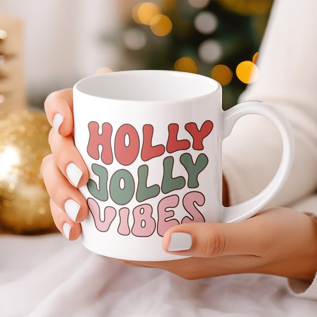 Taza De Café Navidades Retro de Holly Jolly Vibes Groovy (Subido por el creador)