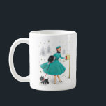 Taza De Café Navidades retro vintage mujeres con perro escocés<br><div class="desc">Navidades retro de la cosecha con un tazón de cerdo escocés. Perfecto para un regalo único y adorable de Navidades a la familia y amigos durante la temporada de vacaciones. Elija entre diferentes estilos de tazas.</div>