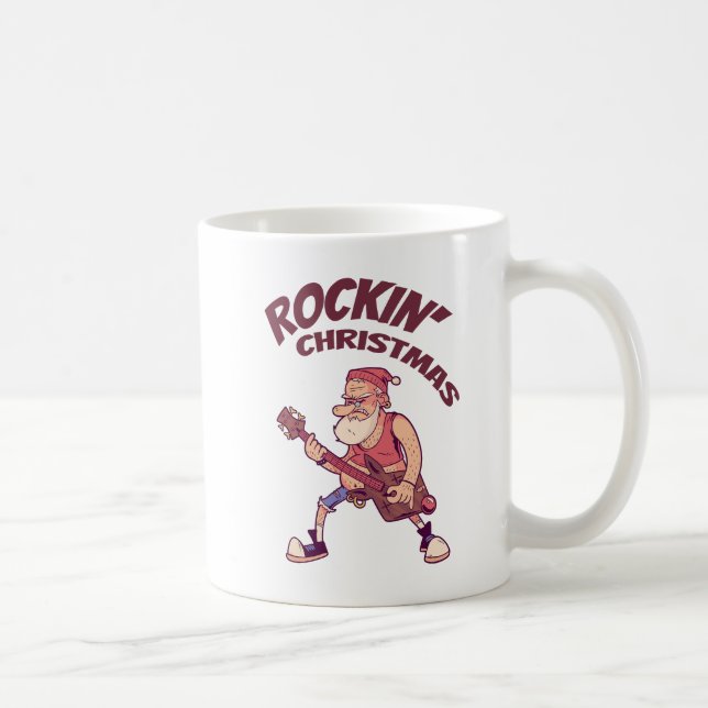 Taza De Café Navidades Rockin, Santa meciendo con Invita de gui (Derecha)