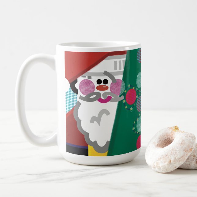 Taza De Café Navidades rodean el resumen de la música de arte m (Con donut)