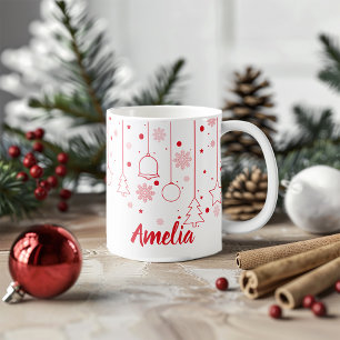 Taza De Café Navidades rojo Ball estrella decoración Clásico Mu