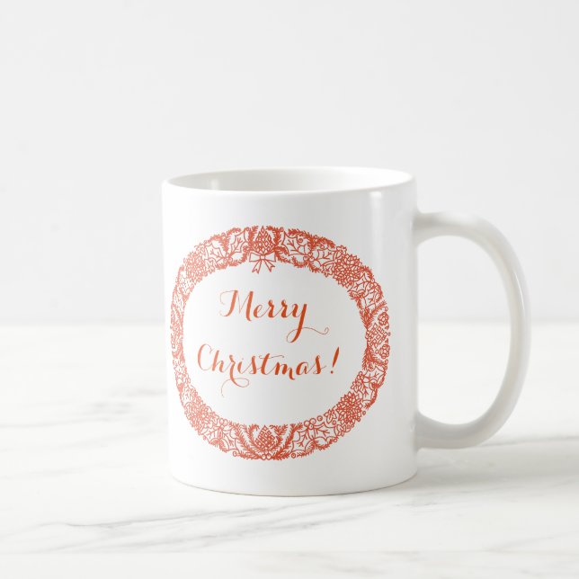 Taza De Café Navidades rojos brillantes escriben al Personaliza (Derecha)