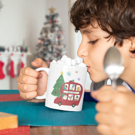 Taza De Café Navidades rojos Bus Árbol niño Ama Santa