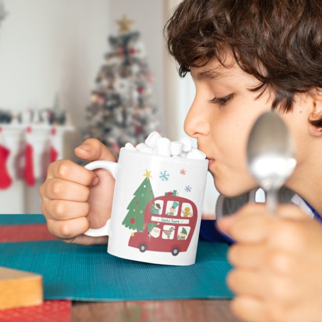 Taza De Café Navidades rojos Bus Árbol niño Ama Santa (Subido por el creador)