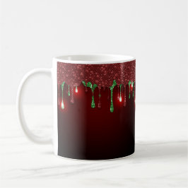 TAZA DE CAFÉ NAVIDADES ROJOS CON PATRÓN DRIP DE VACACIONES ROJA