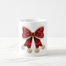 Navidades rojos curados Coquette Bow Navidad Mug