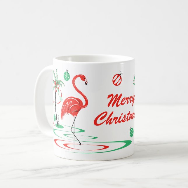Taza De Café Navidades rojos Flamingo Baubles Navidades mug (Anverso izquierdo)