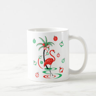 Taza De Café Navidades rojos Flamingo Baubles retrato mug