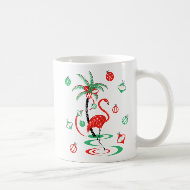 Taza De Café Navidades rojos Flamingo Baubles retrato mug (Derecha)
