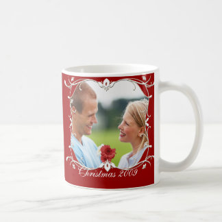 Taza De Café Navidades rojos foto-taza con la frontera verde