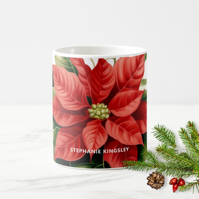 Taza De Café Navidades rojos navideños Poinsettia personalizada (Subido por el creador)