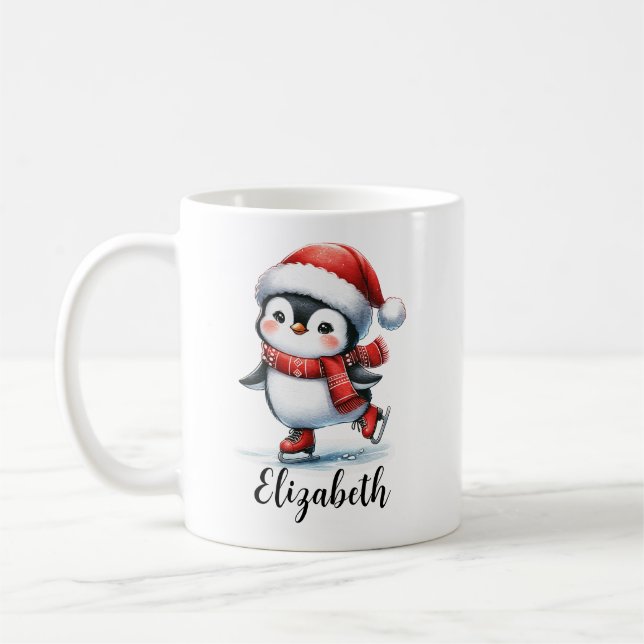 Taza De Café Navidades rojos Personalizado de patinaje sobre hi (Izquierda)