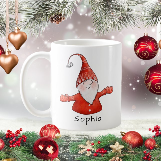 Taza De Café Navidades rojos personalizados de gnomo (Subido por el creador)