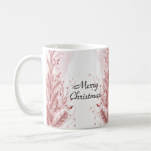 Taza De Café Navidades rojos Pine Tree Snow Decoración Hermosa