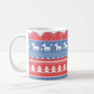 Taza De Café Navidades rojos y azules minimalistas - Patrón úni