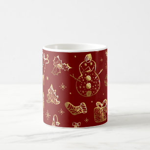 Taza De Café Navidades rojos y dorados café Mug
