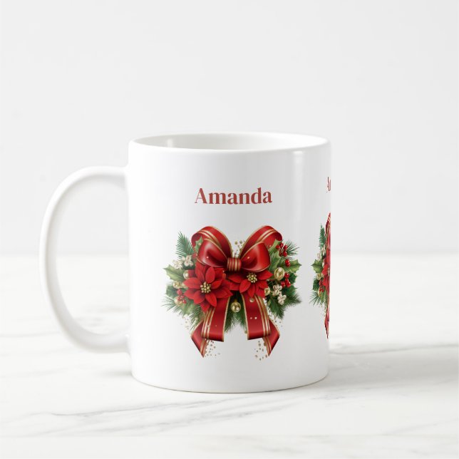 Taza De Café Navidades rojos y dorados se doblan en fiesta (Izquierda)