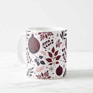 Taza De Café Navidades rojos y negros de invierno festivo
