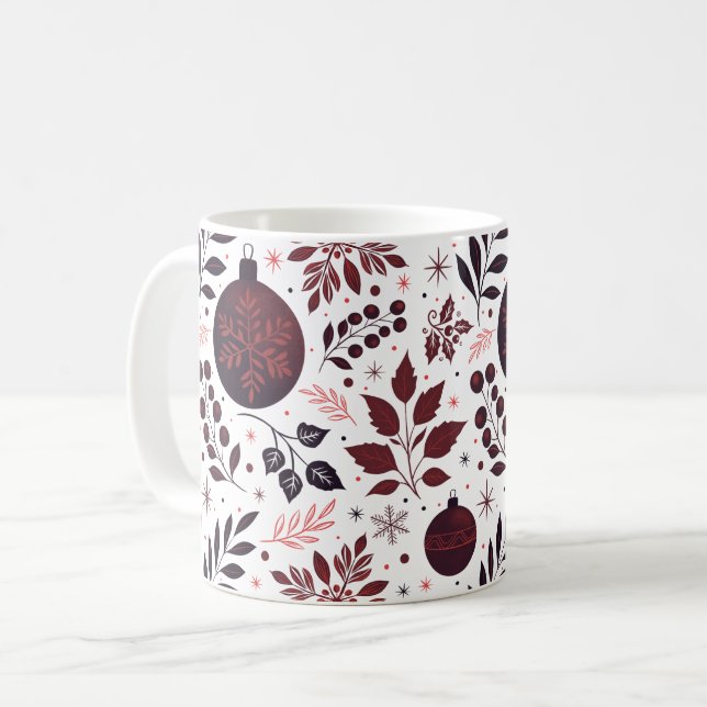 Taza De Café Navidades rojos y negros de invierno festivo (Anverso izquierdo)