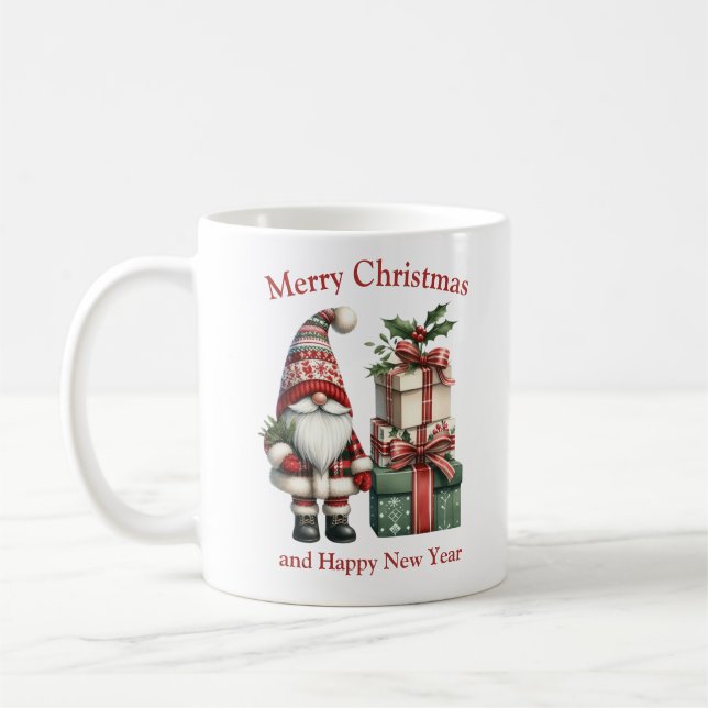 Taza De Café Navidades rojos y verdes con regalos (Izquierda)