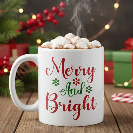 Taza De Café Navidades rojos y verdes festivos y brillantes