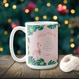Taza De Café Navidades rosa tropical Flamingo Santa Hat Baubles