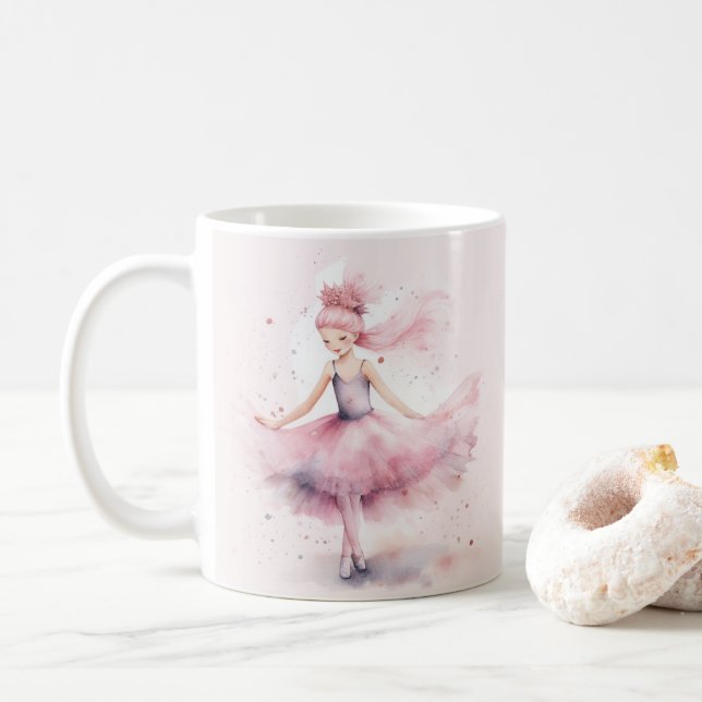 Taza De Café Navidades rosados adornos acuarela (Con donut)