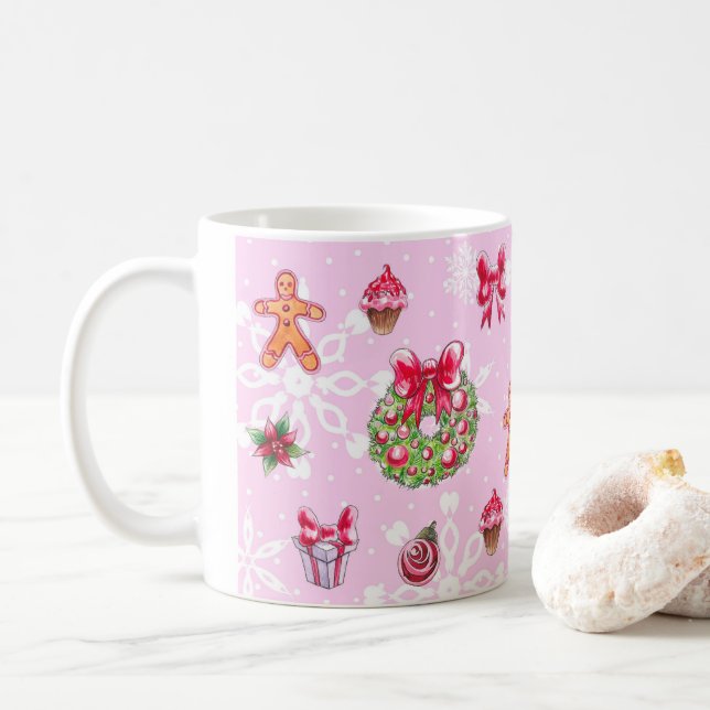 Taza De Café Navidades rosados Coffee Mug (Con donut)