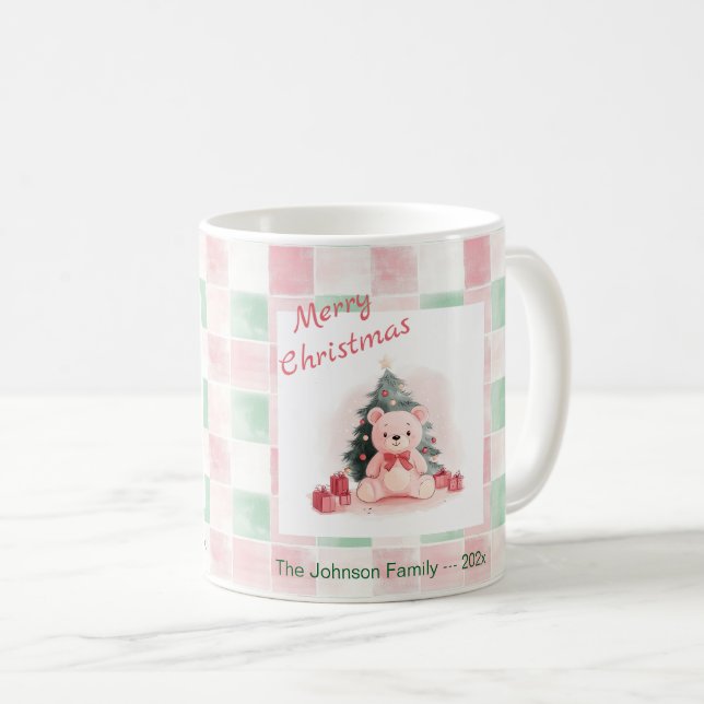 Taza De Café Navidades rosados de Teddy Bear Cute (Anverso derecho)