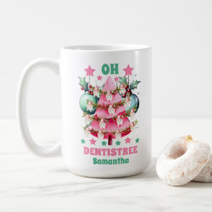 Taza De Café Navidades rosados Dentista Feliz Navidad Nombre pe