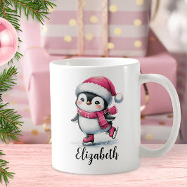 Taza De Café Navidades rosados Personalizados de patinaje sobre