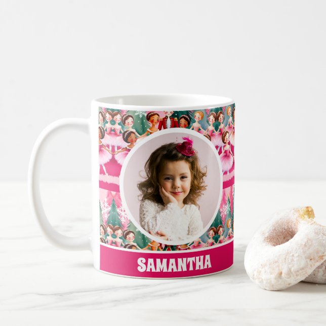 Taza De Café Navidades rosados Ropa de desnudez Ballerina Niños (Con donut)