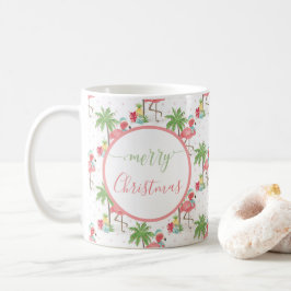 Taza De Café Navidades rosados tropicales Flamingo Blue Santa H