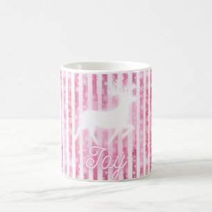 Taza De Café Navidades rosas y blancos disfrutan reno