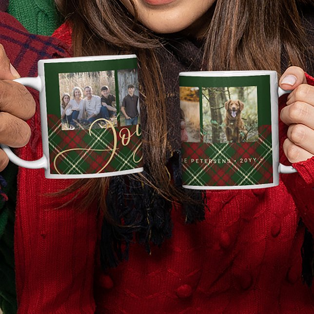 Taza De Café Navidades rusos 4 fotos alegre oro verde familiar (Subido por el creador)