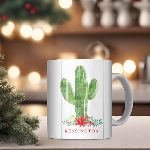 Taza De Café Navidades Rústicos Cactus Suculentas Fiestas