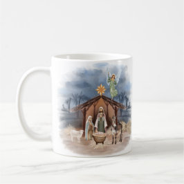 Taza De Café Navidades rústicos campesinos acuarela natividad