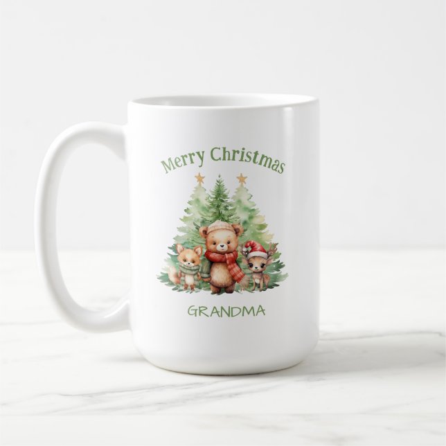 Taza De Café Navidades RÚSTICOS PERSONALIZAN ANIMALES DE WOODLA (Izquierda)