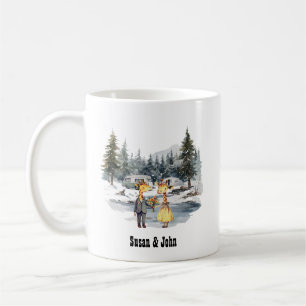 Taza De Café Navidades RV Lake Camp Nueva Pareja Giraffe Arte