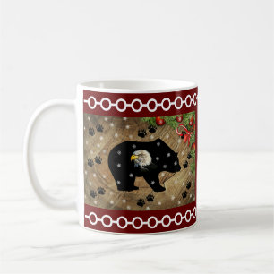 Taza De Café Navidades: Salvaje de águila calva de oso negro