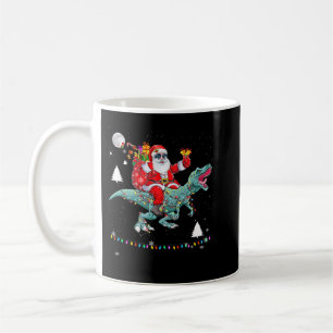 Taza De Café Navidades Santa Claus montando dinosaurios enciend